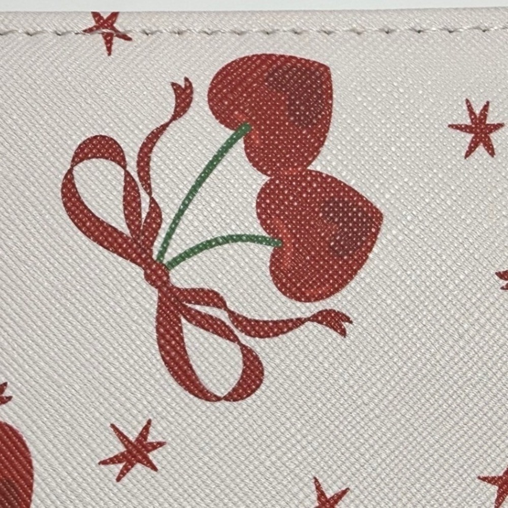Aldo Cherry Heart Bow Print Zip Around Wristlet Wallet Detachable Strap NEW - Picture 4 of 8